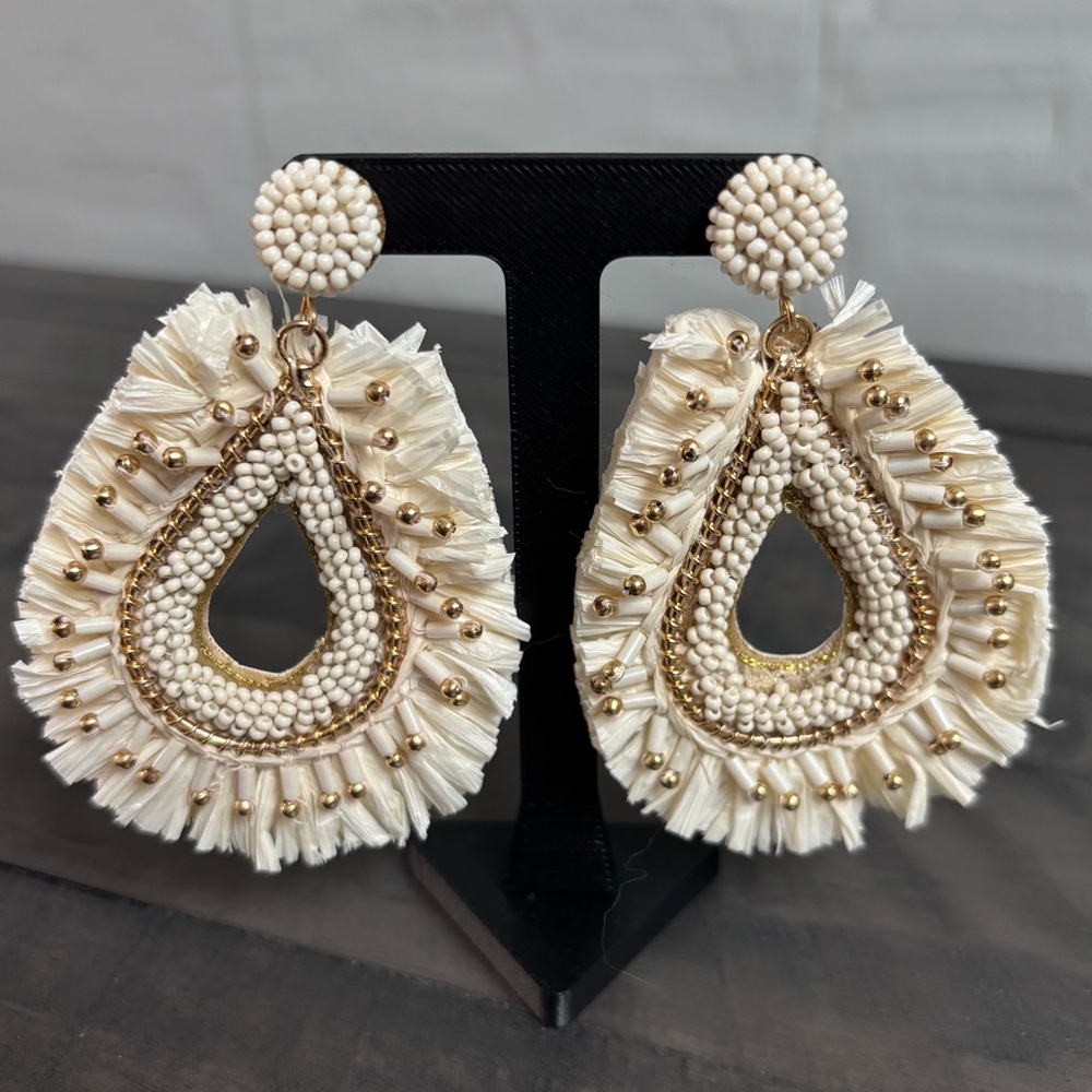 Pink Linen Teardrop Earrings